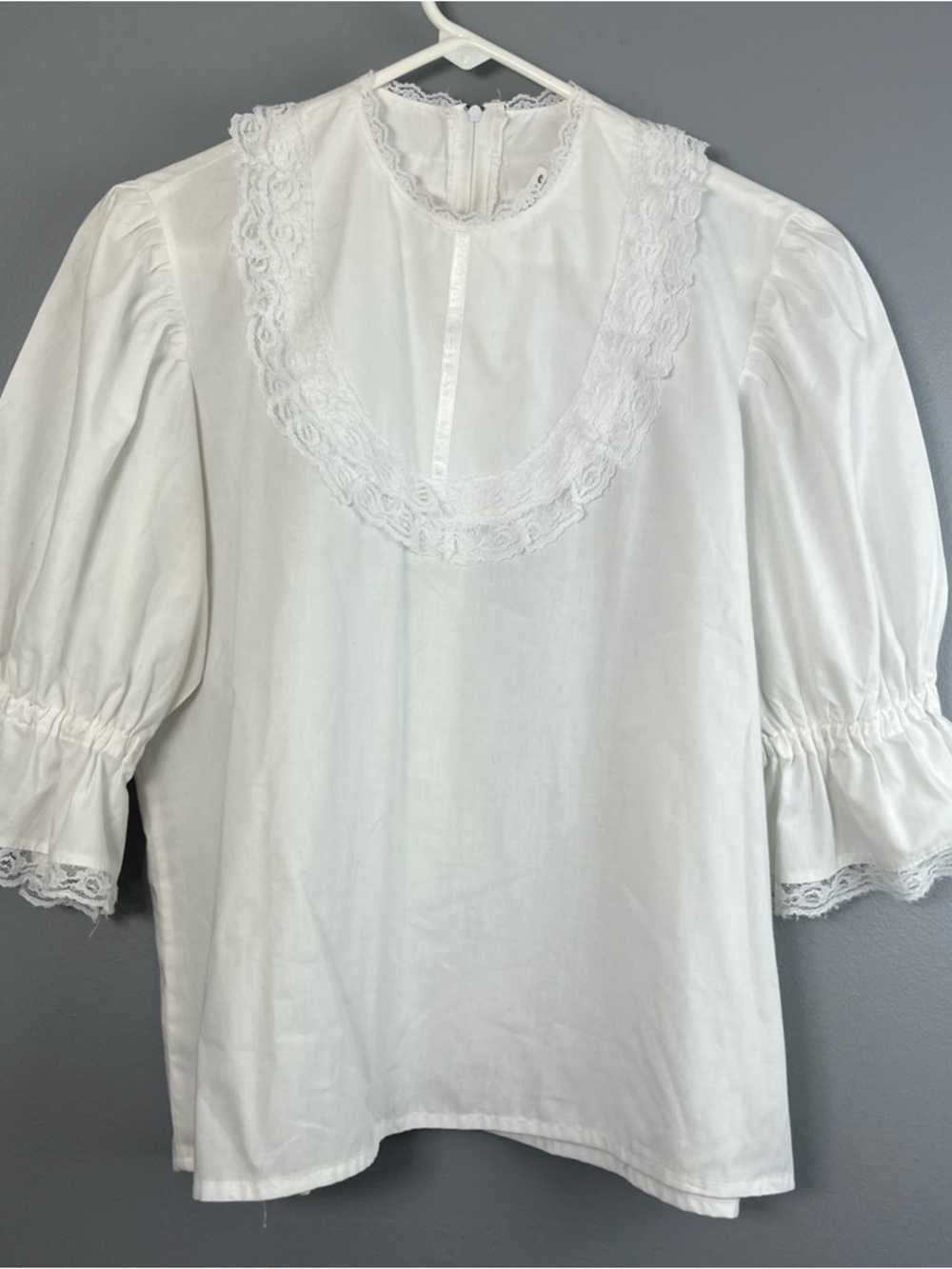 Classic White Lace-Trim Blouse cottagegore